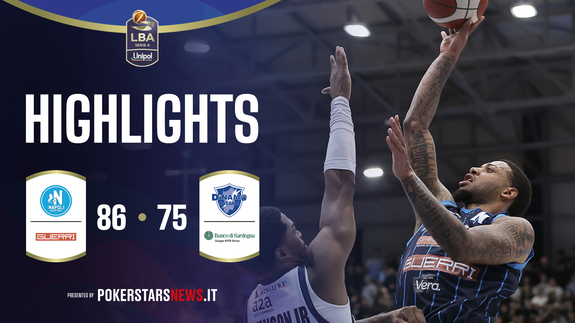 immagine - Guerri Napoli - Banco di Sardegna Sassari | PokerstarsNews Highlights Serie A Unipol 2025/2026